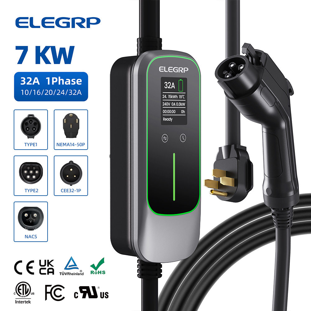 Portable Ev Charger - ELEGRP 32 Amp Portable Electric Vehicle